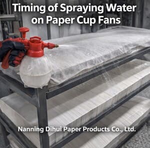 Timing of Spraying Water on Paper Cup Fans