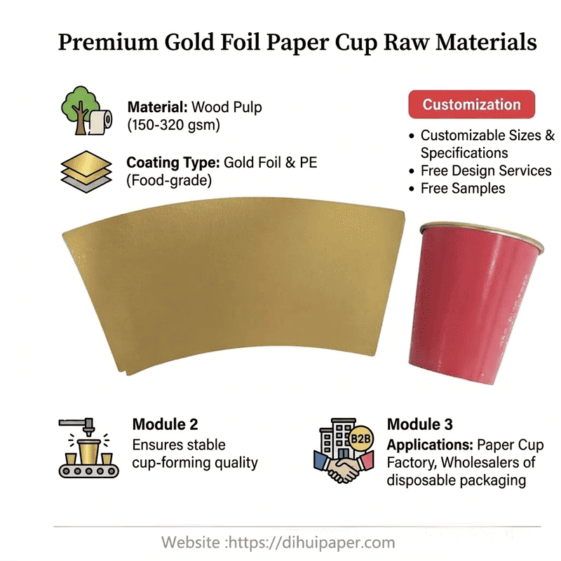 custom gold foil paper cup fans manufacturer