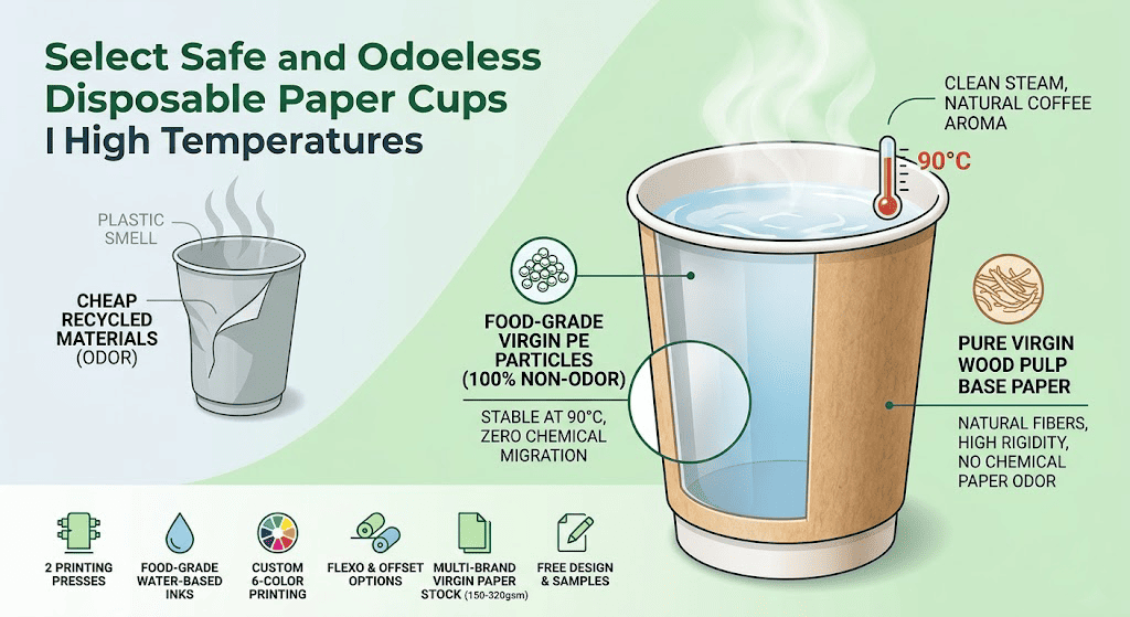 Structure of food grade PE coated paper cup material